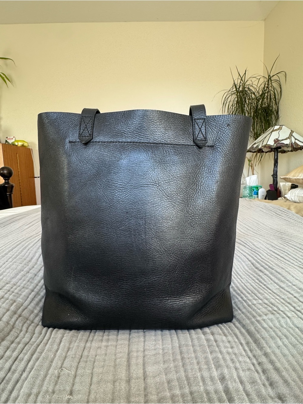 Madewell Black Leather Medium Transport Tote Bag with Adjustable Strap - Picture 2 of 6